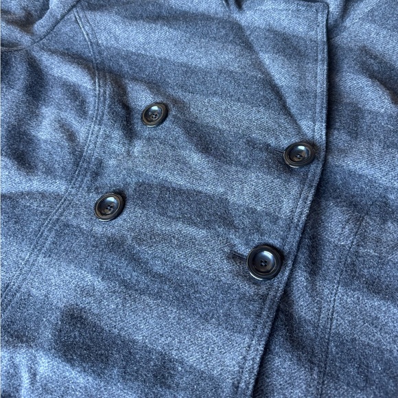 73% Wool Vintage Grey & Black Stripped Gap Pea Coat/Blazer - Picture 7 of 10